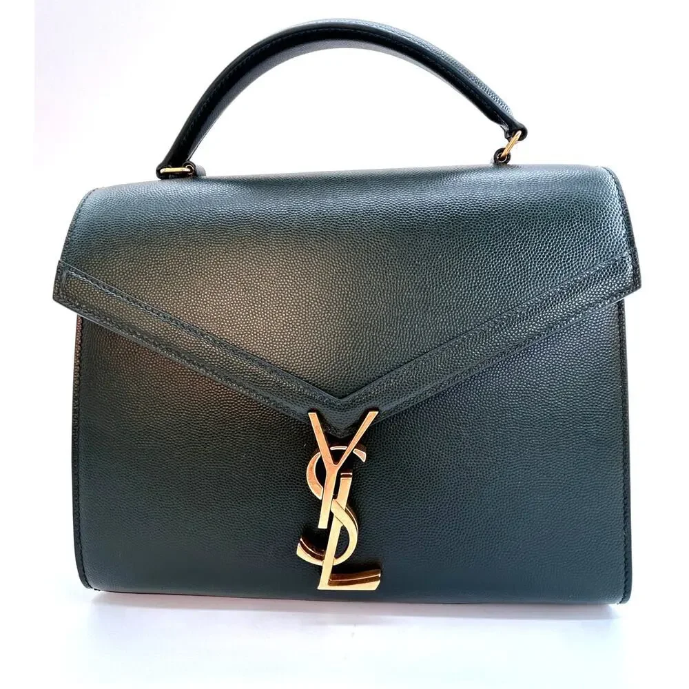 YSL Green Cassandra Leather Top Handle Crossbody Bag GHW Medium Authentic CoA - Picture 2 of 11